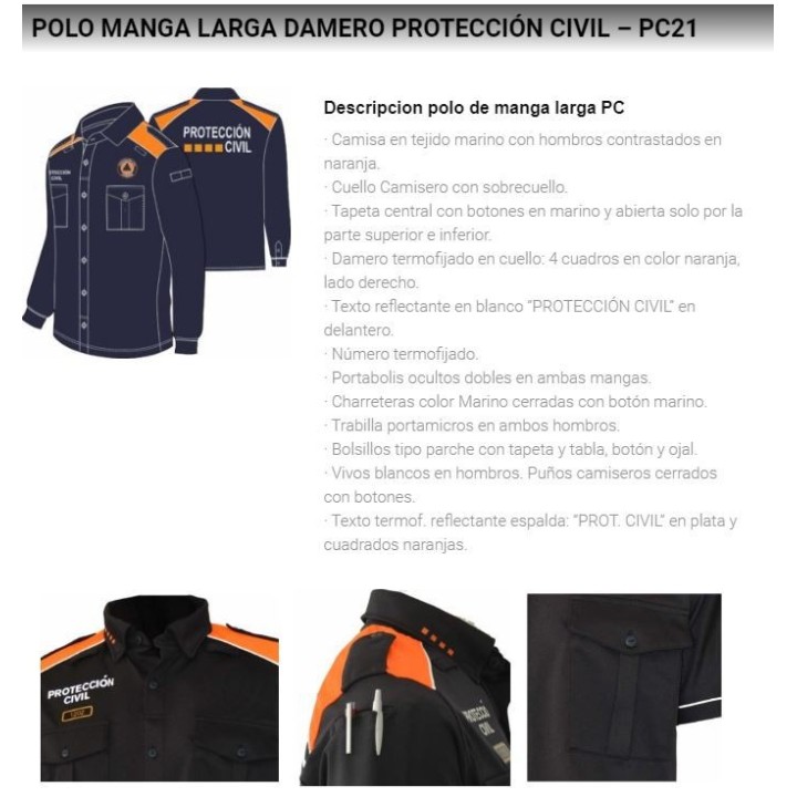POLO  MANIGA LLARGA DAMERO PROTECCIÓ CIVIL - PC21.