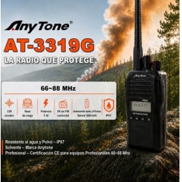 WALKIE ADF - VHF ANYTONE AT-3319G  PORTÀTIL PER A 66~88 MHZ.